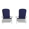 Flash Furniture White Folding Adirondack Chairs-Blue Cushions, 2PK 2-JJ-C14505-CSNBL-WH-GG - alternate 4